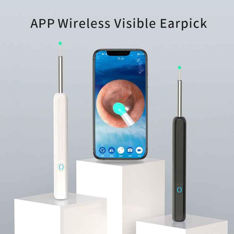 Ear Endoscope Camera, 1080P HD WiFi, Earwax Removal Tool Kit with 6 LED Lights, iOS & Android Compatible, 5 Silicone Tips( كاميرا منظار الأذن)
