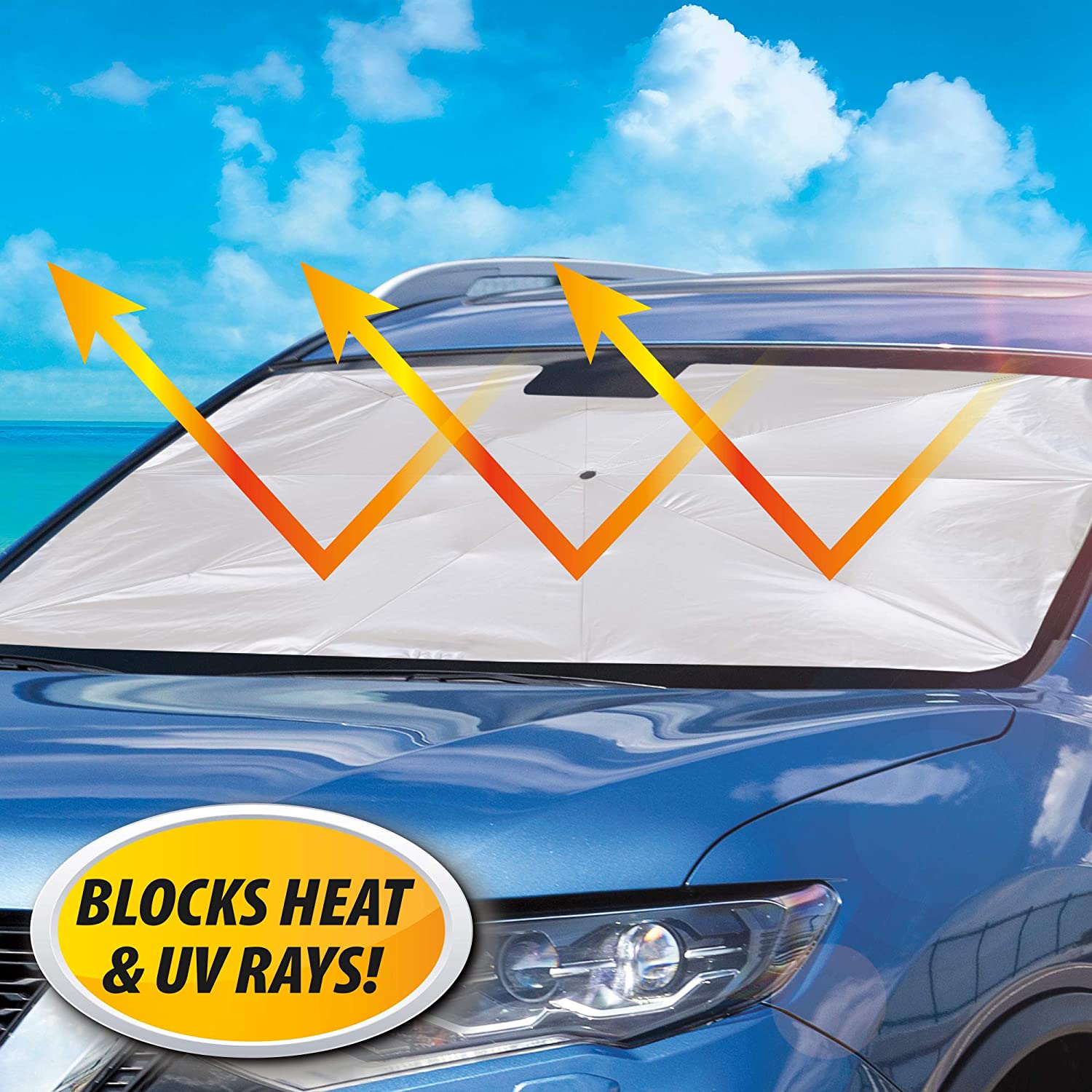 Car Windshield Sun Shade    (واقي شمس الزجاج الأمامي للسيارة)